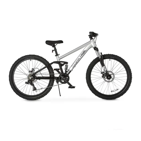 24" Ozark Trail FS.1 Epictrail Full Suspension Mountain Bike, for Teens and Adults, Heights Between 4'6" - 5'6", Silver