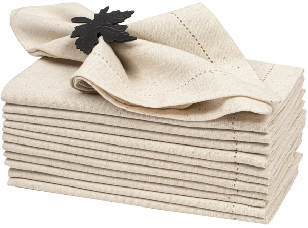 Light & Pro Cloth Dinner Napkins-flax Cotton-18x18 with Hemstitched-natural Color,wedding Napkins,cocktails Napkins,dinner Napkins,Decorative Napk