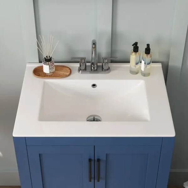 DeerValley DV-1V0097 24" Modern Ceramic Bathroom Vanity Top Sink with Sink Faucet Holes