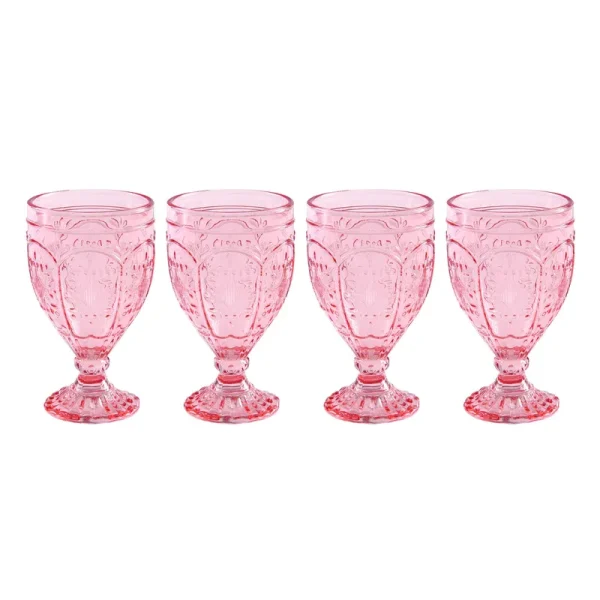 Fitz and Floyd Red Trestle Goblets Set of 4 - Blush