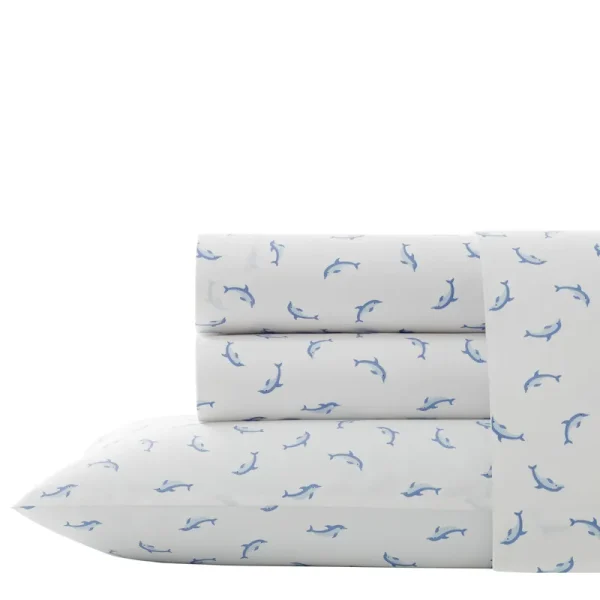Poppy & Fritz Dolphins Blue Sheet Set, Twin