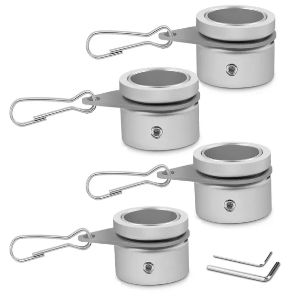 Flag Pole Rings, Aluminum Alloy Flagpole Rings 360�� Rotating Anti Wrap Flag Mounting Ring, Spinning Flag Pole Clips with Carabiner for 0.75-1.02