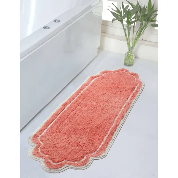 Home Weavers Allure Collection Absorbent Cotton, Machine Washable and Dry Bath Rugs - 21"x54" - Coral