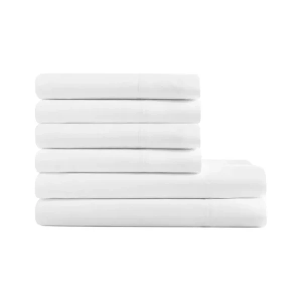Hotel Style 6-Piece 1,000-Thread-Count Egyptian Cotton-Rich Blend Luxury Bed Sheet Set, Queen, Arctic White