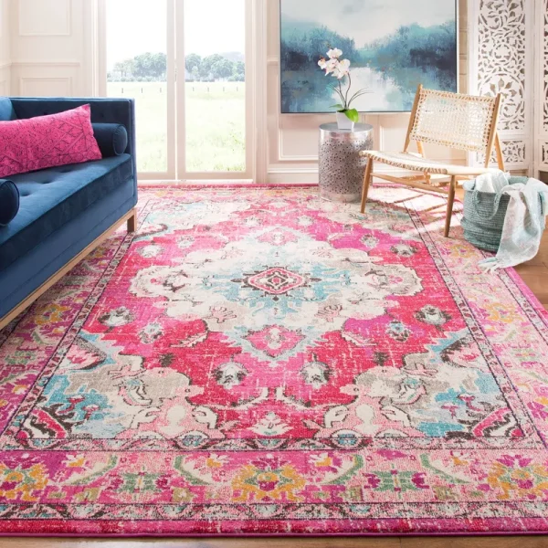 Safavieh Monaco Amelia Boho Medallion Rug, Size: 6'7 x 9'2, Pink