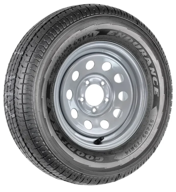 Trailer Tire Fits Goodyear Endurance ST205/75R14 205/75R14 LRD on Silver Modular Rim 5 Lug