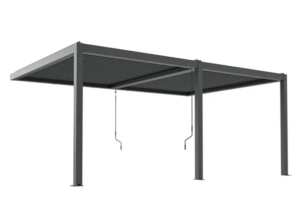 PERGOLUX Metal Pergola | 13' x 19', Aluminium, Adjustable Louvered Roof, Wall Mounted, Modern Scandinavian Design, Anthracite