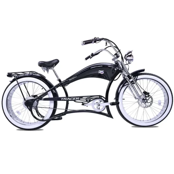 Twenty5 DS Chopper Stretch Cruiser E - Bike, 26" Wheels, 800W Motor, Disc Brake, for Men, Black
