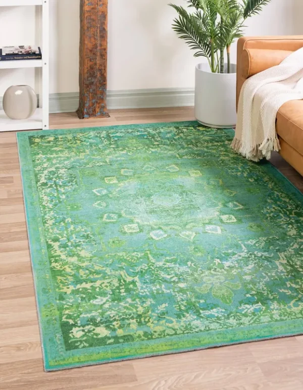Unique Loom Renaissance Wasahable 4x6 Spring Green Green Area Rug