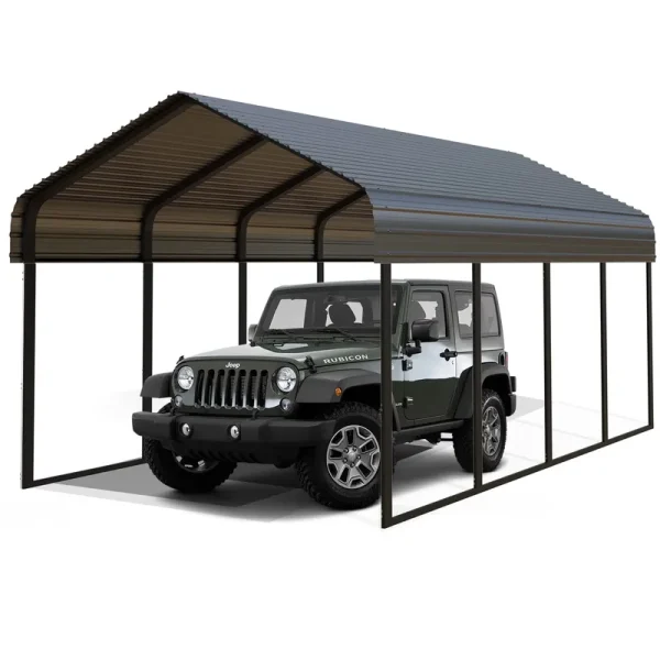 10x20 FT Heavy Duty Metal Carport - Galvanized Steel Frame & Roof, All - Weather Protection for Cars, Suvs, Trucks, Rvs, Boats | UV Resistant, Rust - Resistant, Portable Shelter