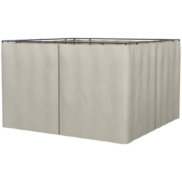 Outsunny 10' x 10' Universal Gazebo Sidewall Set with 4 Panels, 40 Hooks/C-Rings Included for Pergolas & Cabanas, Beige