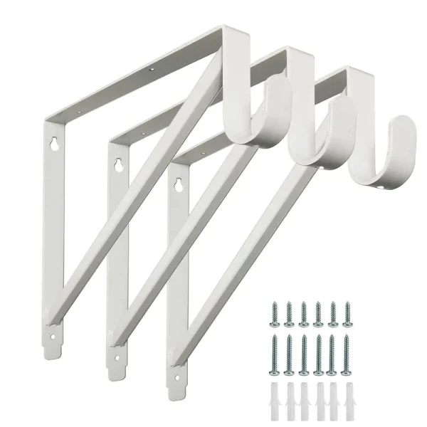 Homydom Heavy Duty Closet Shelf and Rod Brackets (White, 3 Pack)