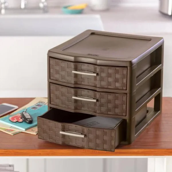 Sterilite Medium Weave 3-Drawer Storage Organizer - 12 count