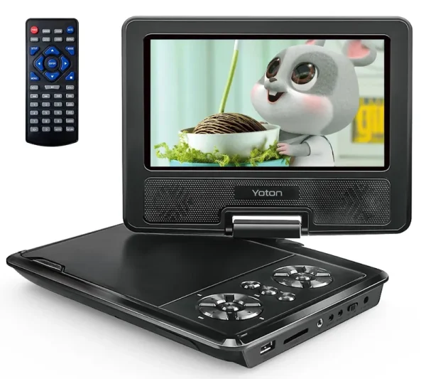 7.5'' Portable DVD Player for Car and Kids Support USB & SD Cards 5 Hours Internal Battery Car DVD Player with Car Charger, Black