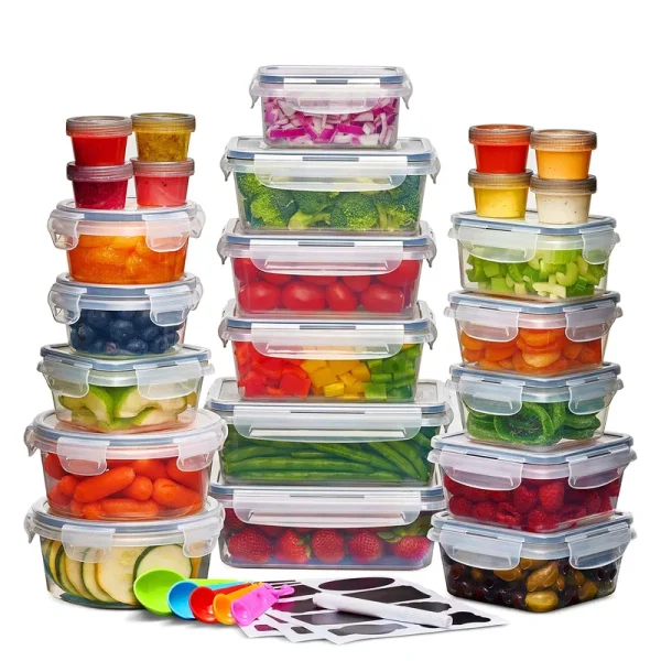 Seseno 24 Pcs Airtight Food Storage Container Set - BPA Free Clear Plastic Kitchen and Pantry Organization Meal Prep Lunch Container with Durable Leak