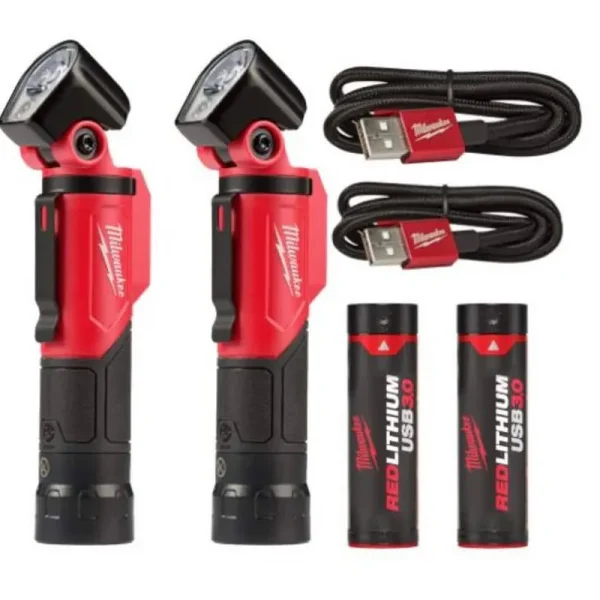 Milwaukee 2113-21-2113-21 500 Lumens LED Pivoting REDLITHIUM USB Flashlight & 500 Lumens LED Pivoting REDLITHIUM USB Flashlight (2-Pack)