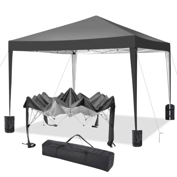 SANOPY 10'x10' EZ Pop Up Canopy Tent Outdoor Party Instant Shelter Portable Folding Beach Canopy with 4 Sandbag & Carrying Bag, Black