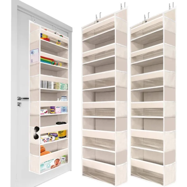 Homelux Theory Upgraded 2 PC Over The Door Organizer 55x14x6.7, 6 Large Capacity Front & 12 Side Pockets, Over Door Organizer Hanging Storage