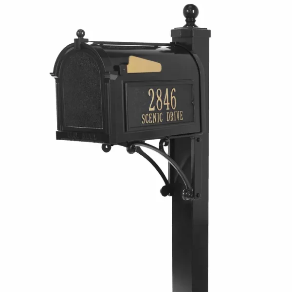 Whitehall Deluxe Capitol Mailbox Package Black