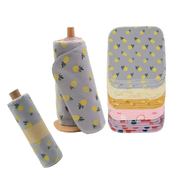 �o�[ Paperless Towels Roll Washable Cotton Cloth, Reusable Paper Towels - 25 Pack with Durable Cardboard Roll - 10" x 10" Zero Waste Reusable Napkins
