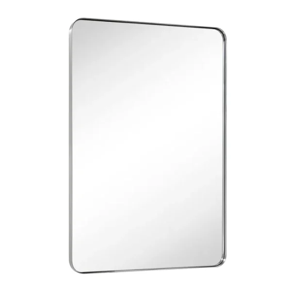 Kengston Modern & Contemporary Rectangular Bathroom Vanity Mirrors 17 Stories Finish: Brushed Nickel, Size: 40" x 30"