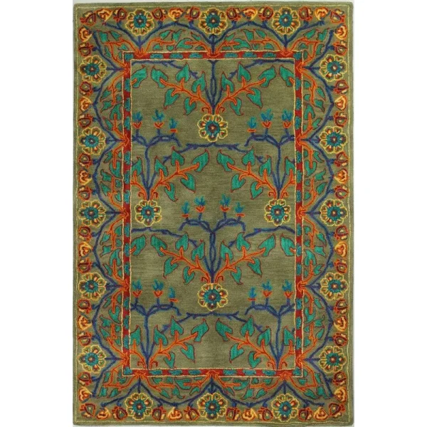 Maribel Hand-Tufted Wool Taupe/Rust/Teal Area Rug Birch Lane Rug Size: Rectangle 3'9" x 5'9"