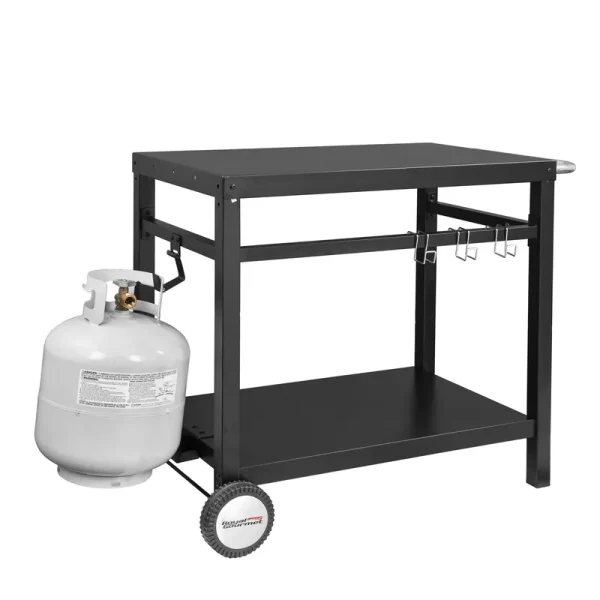 Gourmet PC3401B Double Shelf Movable Dining Cart Work Table. Outdoor Food Preparation Cart