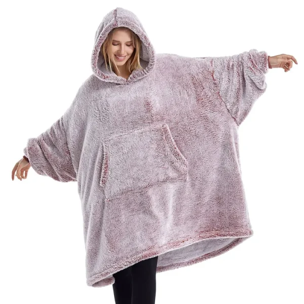 Cozy Sherpa Wearable Snuggle Blanket Hoodie with Sleeves for Adults Women Men Kids Gift Idea,Oversized Blanket Sweatshirt,Super Warm Light Weight
