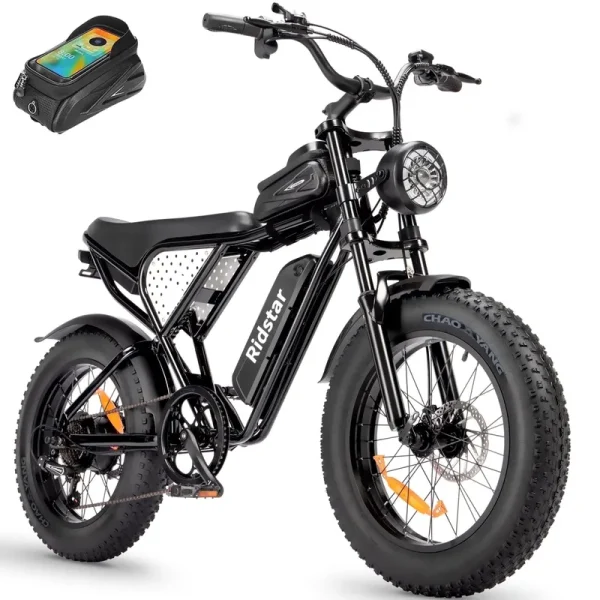 Ridstar Electric Bike for Adults Q20, 1200W 30MPH, 48V 15.6ah Electric Bicycle, 7 Speed Full Suspension Mountain Bike UL2849