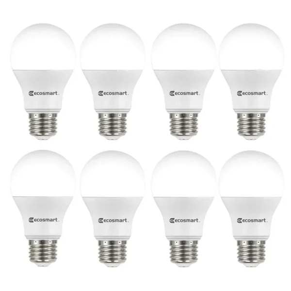 60 Watt Equivalent A19 Non Dimmable LED Light Bulb Soft White 8 Pack
