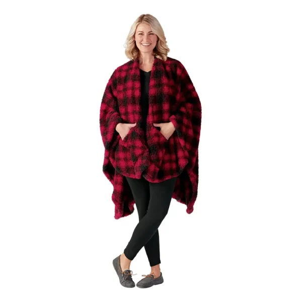 White River Home Double-Sided Sherpa Wearable Throw - Red/Black Plaid
