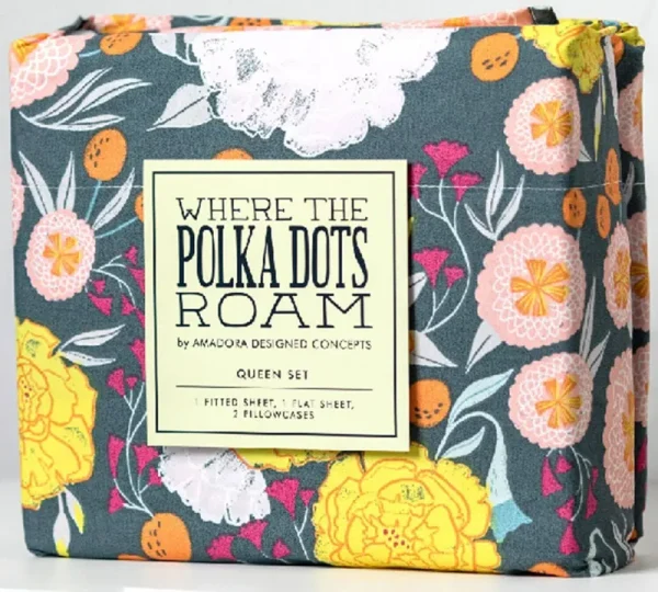 Where The Polka Dots Roam Dark Floral Bedsheets Twin size, Super Soft Wrinkle Resistant Bedding Set for Boho Room D��cor, Premium
