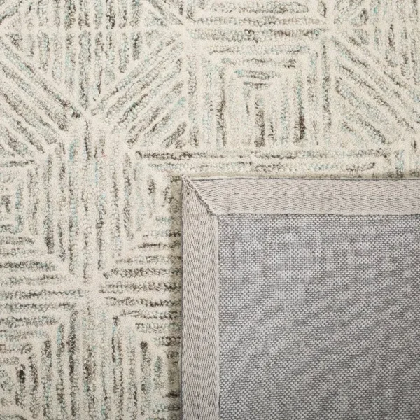 Linsly Geometric Hand Tufted Wool Ivory/Light Blue Area Rug Birch Lane Rug Size: Rectangle 9' x 12'