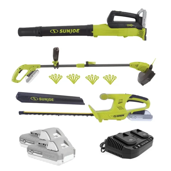 Sun Joe 24V-GT3MAX-LTE 3-Tool Garden Combo Kit - 24V Hedger, Trimmer and Leaf Blower