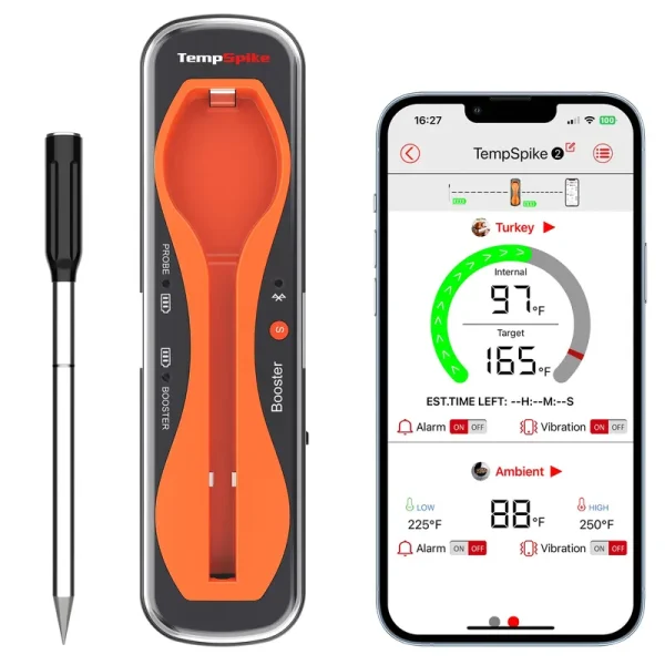 ThermoPro TempSpike 500ft Truly Wireless Meat Thermometer, Bluetooth Meat Thermometer for Grilling and Smoking, Meat Thermometer Wireless for BBQ
