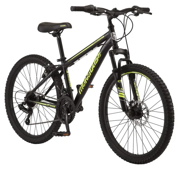Mongoose 24 - In. Excursion Unisex Mountain Bike, Black and Yellow, 21 Speeds