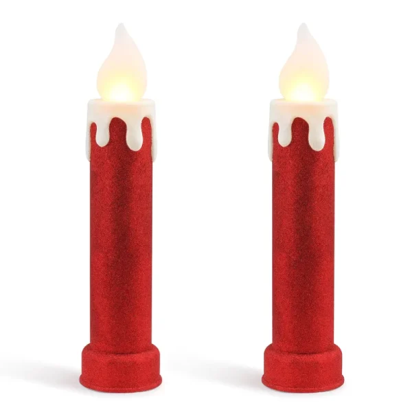 Mr. Christmas 24" LED Glitter Candle 2-Pack - Red