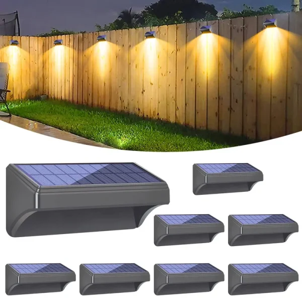 Bridika Solar Fence Lights, Fence Lights Fence Solar Lights Outdoor Waterproof Warm White & Color Glow LED Solar Lights for Back QS31027