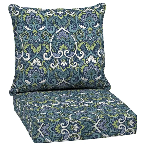 Arden Selections Aurora Damask 2-Piece Outdoor Deep Seat Cushion Set In Sapphire Blue