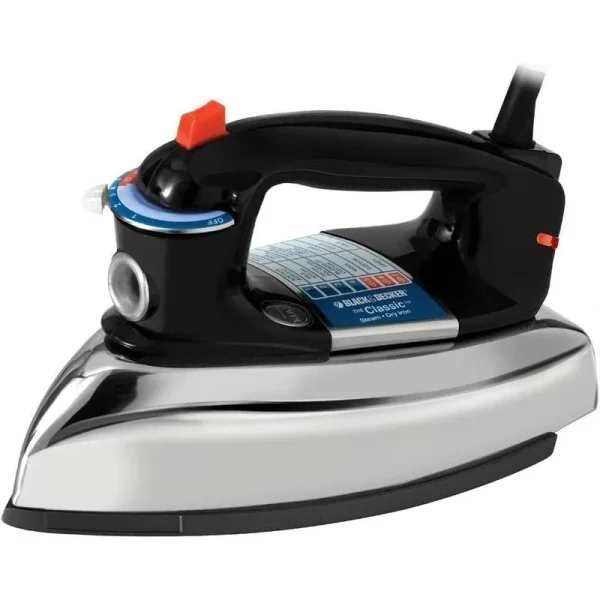 Black+decker F67E Classic Iron with Aluminum Soleplate, Black/Silver