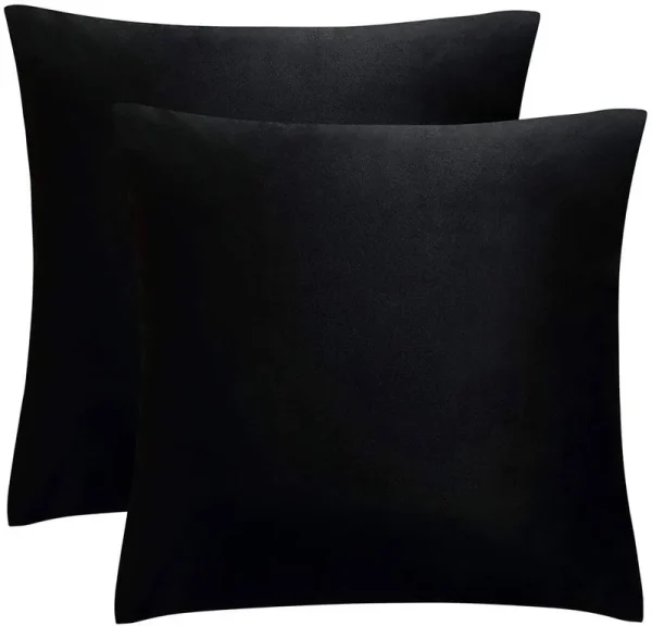 JUSPURBET Decorative Velvet Throw Pillows Covers for Couch Bed Sofa,Pack of 2 Soild Soft Cushion Cases,26x26 Inches,Black