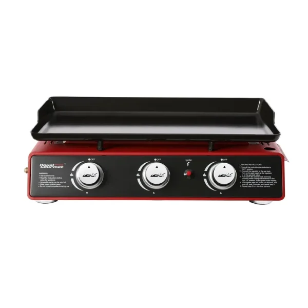 Royal Gourmet PD1301R 24-Inch 3-Burner Portable Table Top GAS Grill Griddle, Red