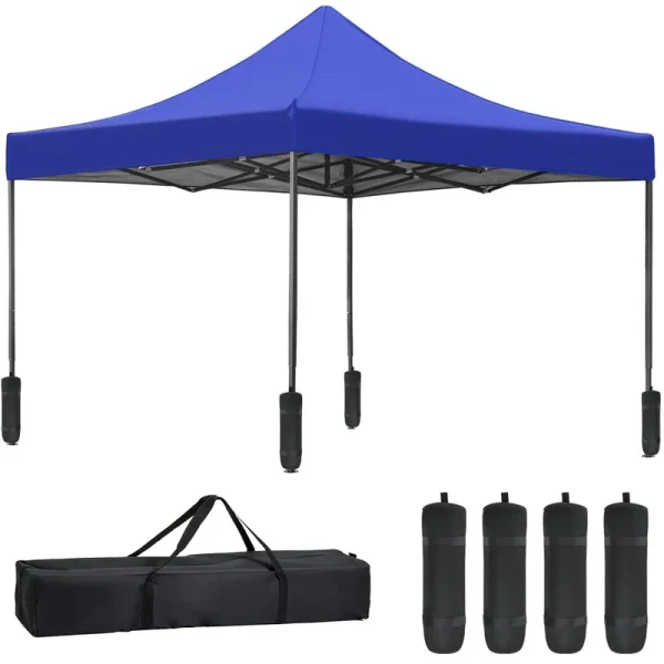10x10 Pop Up Canopy Waterproof Pop Up Canopy Adjustable Canopy Tent Outdoor Canopy with Backpack and Bag Dressed Legs,Blue