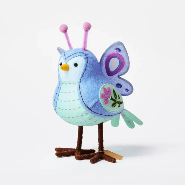 Featherly Friend Easter Fabric Bird Decor Blue Butterfly - Spritz