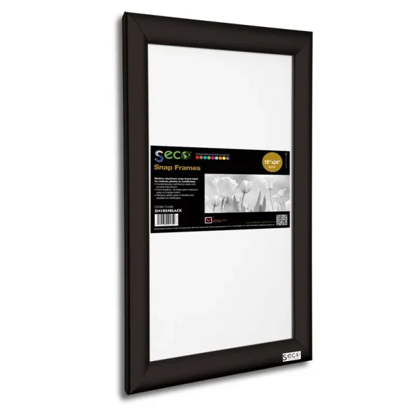 Seco 18 x 24 in. Front Load Easy Open Snap Poster-Picture Black Aluminum Frame