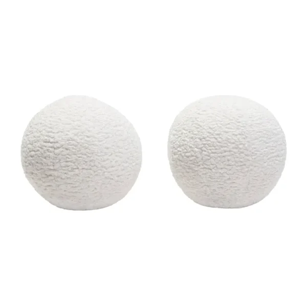 Diamond Sofa Set of (2) 10" Round Accent Pillows in White Faux Sheepskin