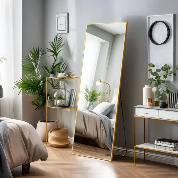 Martinsen Freestanding Full-Length Mirror Mercury Row Finish: Gold, Size: 64" x 21"