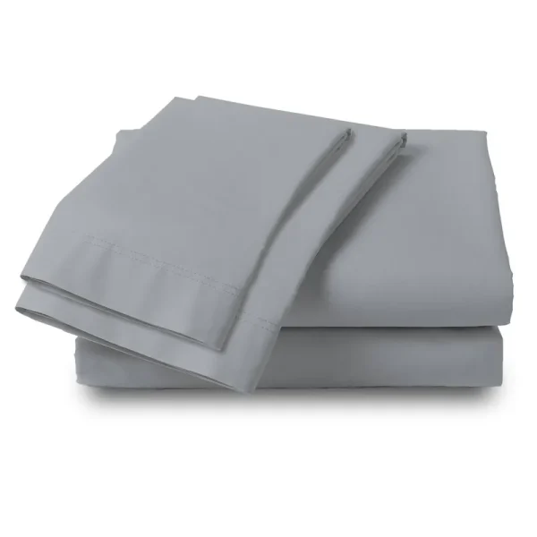 Color Sense 100% Cotton Percale Sheet Set Queen Light Gray