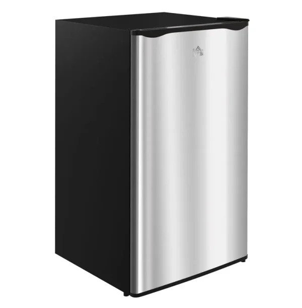 3.2 Cu.ft Mini Fridge Freezer, Single Door Refrigerator with Adjustable Thermostat, Dorm Fridge, Compact Refrigerator for Bedroom, Apartment, Silver