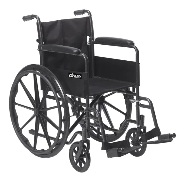 Drive Medical Silver Sport 1 Wheelchair with Full Arms and Swing Away Removable Footrest